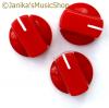 3 RED STOVE TYPE POTENTIOMETER OR ROTARY SWITCH KNOBS